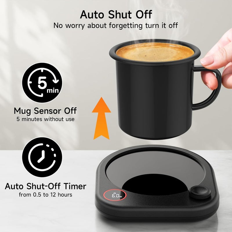 Oracer Coffee Mug Warmer for Desk, Electric Cup Heater for Tea Milk Beverages with Adjustable Temperature Display, Auto Shut Off Timer Mug Sensor, Candle Wax Heating Plate, Ideal Gift Accessory - Image 4
